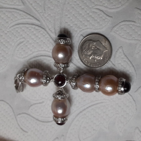925 Genuine Pearls with Garnet Cabochons end Caps. - Picture 14 of 14